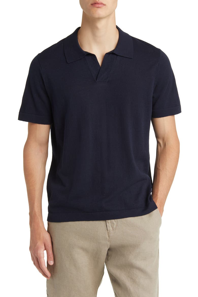 Ryan 6311 Cotton & Linen Johnny Collar Polo, Main, color, NAVY BLUE
