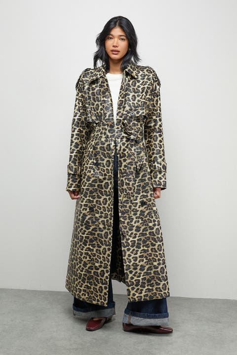 Leopard Print Trench Coat
