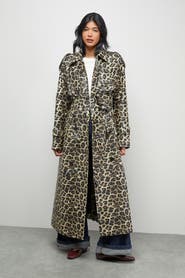 Warehouse Leopard Print Trench Coat