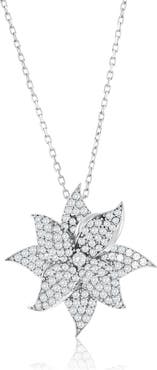 SUZY LEVIAN Rose Pavé Cubic Zirconia Flower Pendant Necklace