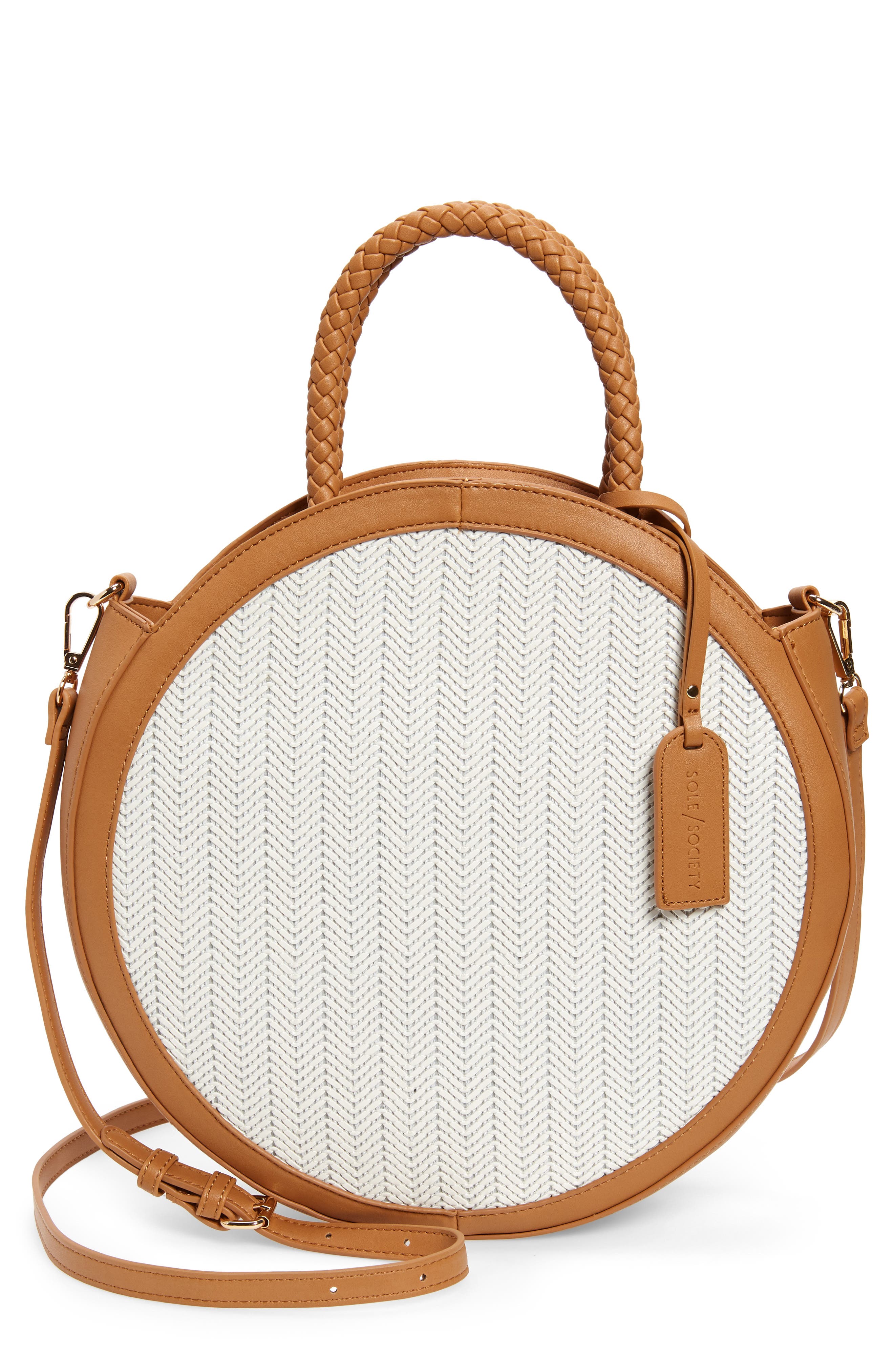 Nikole Faux Leather Crossbody Bag, Main, color, CAMEL COMBO