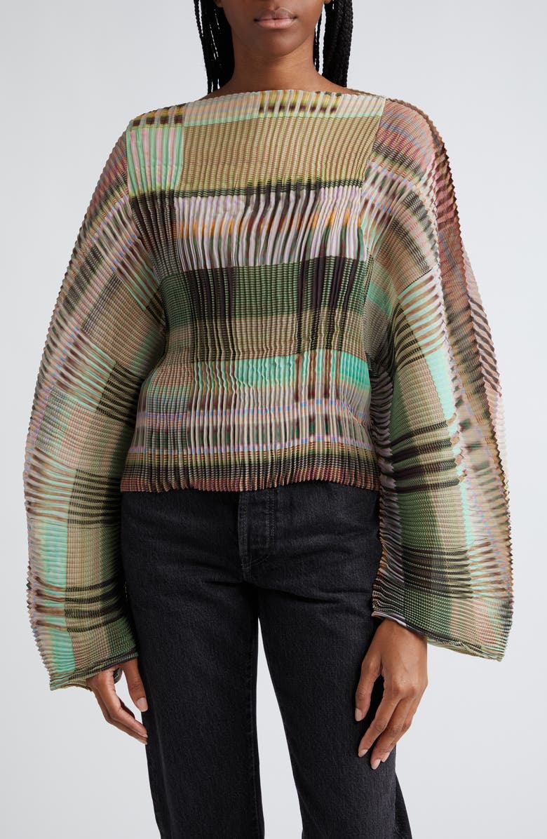Julia Heuer Rana Plissé Pleated Top, Main, color, 
