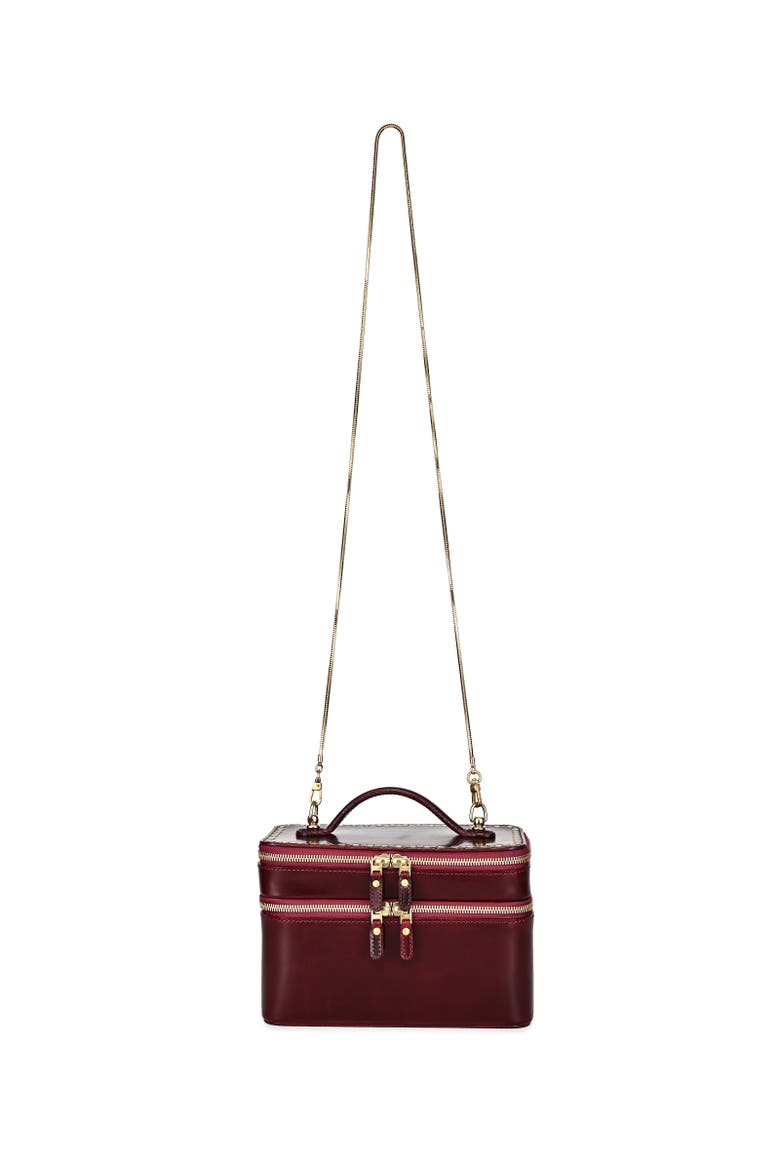 Ixia Genuine Leather Vanity Mini Trunk, Alternate, color, Maroon