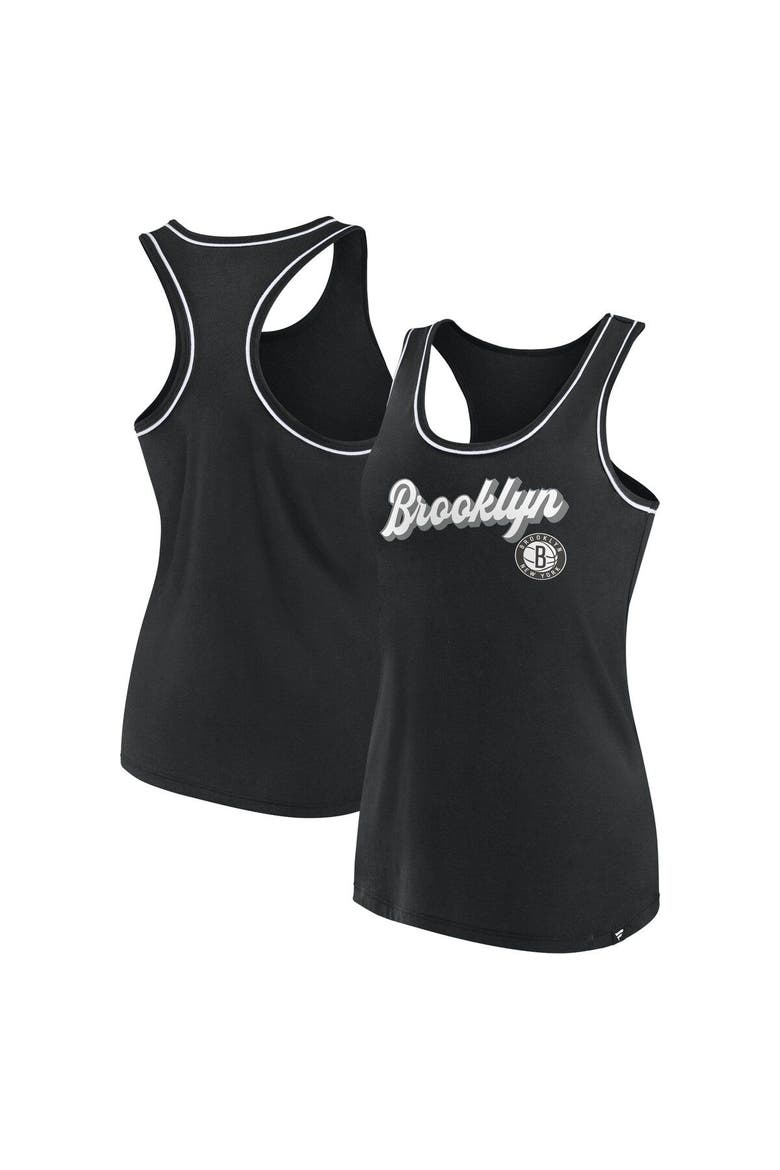 Women's Fanatics Branded Black Brooklyn Nets Wordmark Logo Racerback Tank Top, Main, color, Black