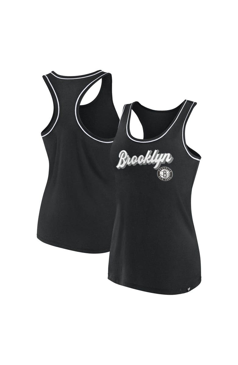 FANATICS Women's Fanatics Branded Black Brooklyn Nets Wordmark Logo Racerback Tank Top, Main, color, Black
