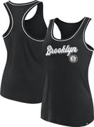 FANATICS Women's Fanatics Branded Black Brooklyn Nets Wordmark Logo Racerback Tank Top