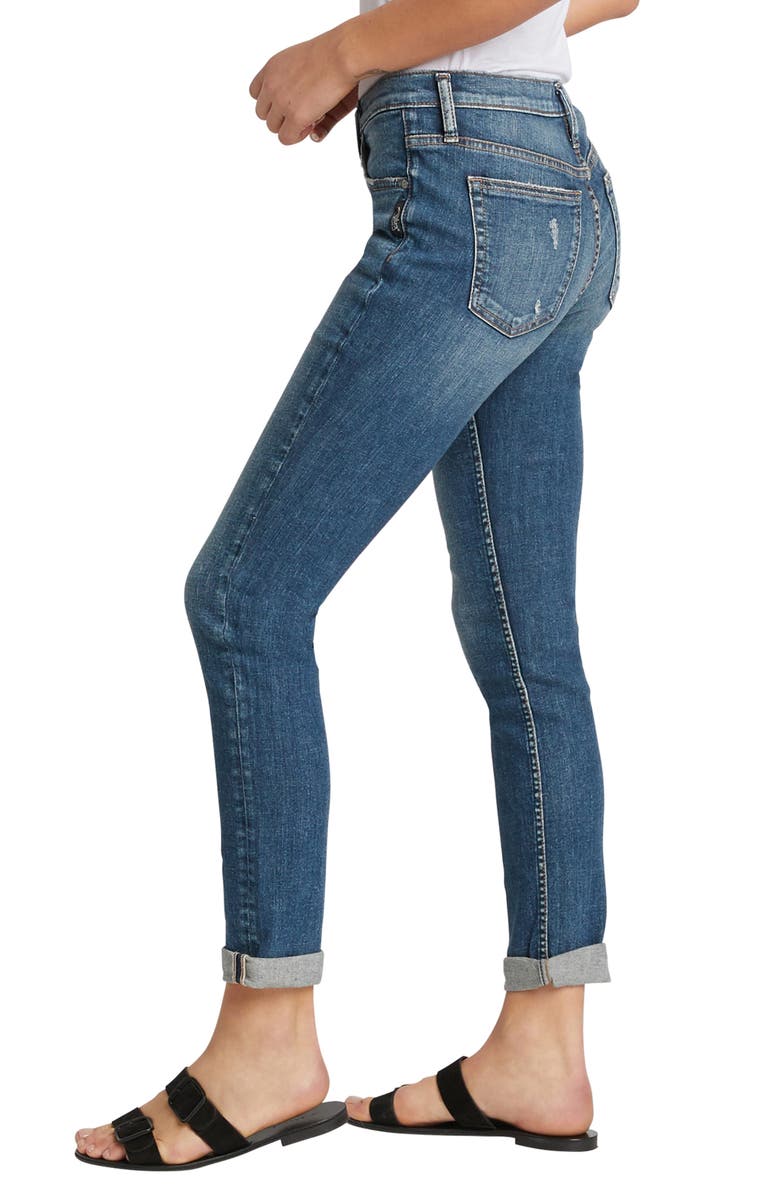 Silver Jeans Co. Beau Distressed Cuff Girlfriend Fit Jeans, Alternate, color, 