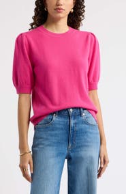 Caslon® Puff Sleeve Wool & Cashmere Sweater