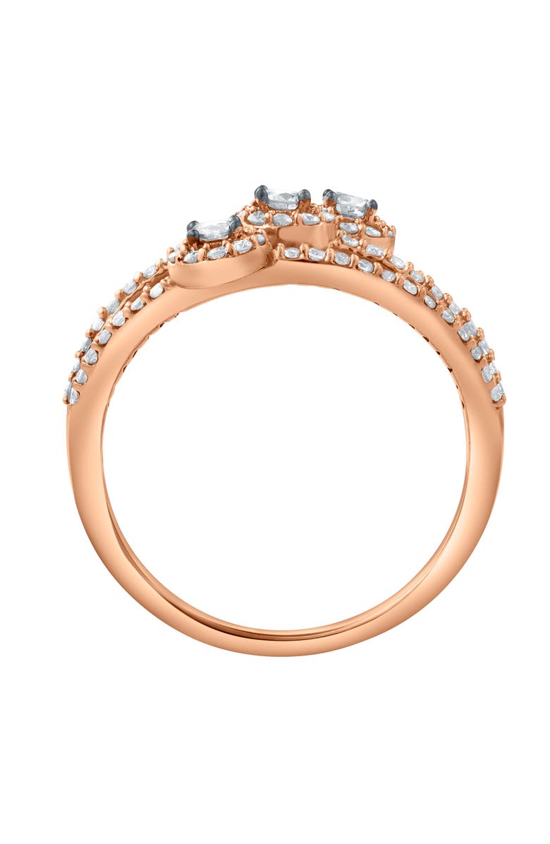 LuvMyJewelry Adorea 0.70 Cts Natural Diamond Three Stone Bypass 14K Gold Ring, Alternate, color, 14K Rose Gold