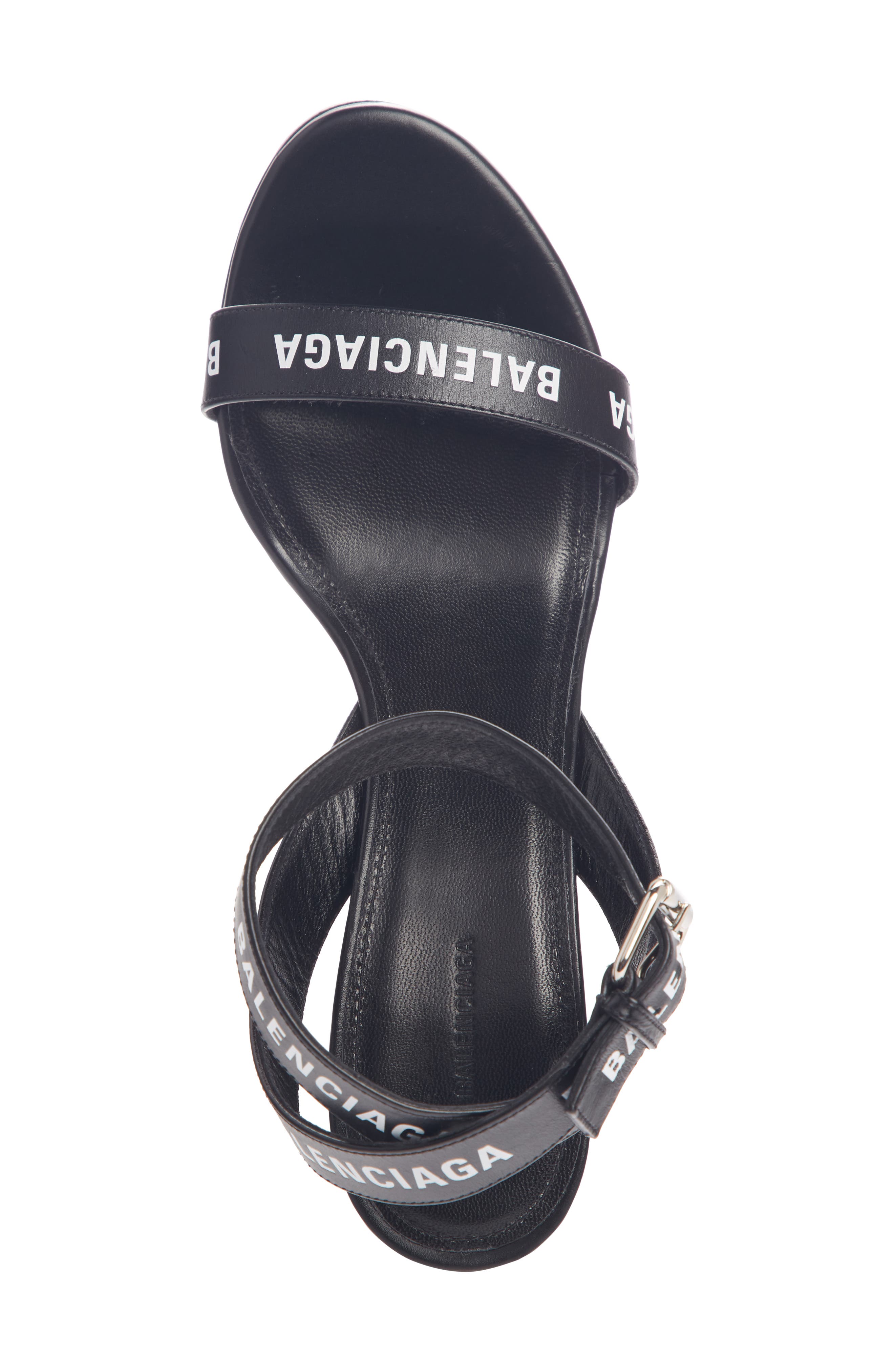 Balenciaga Block Heel Logo Sandal, Alternate, color, 