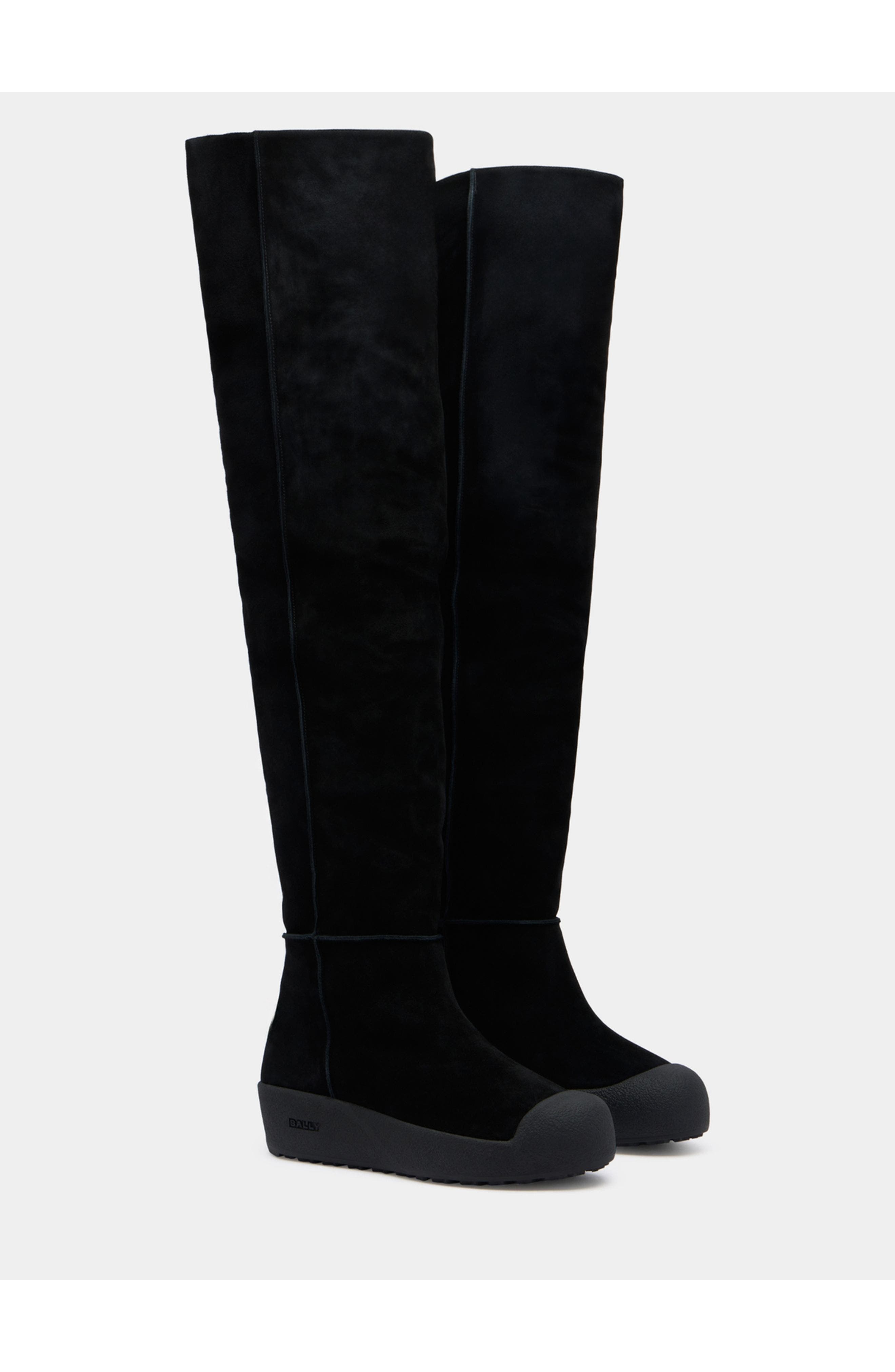 Bally Curling Over-the-knee Boot, Alternate, color, Black