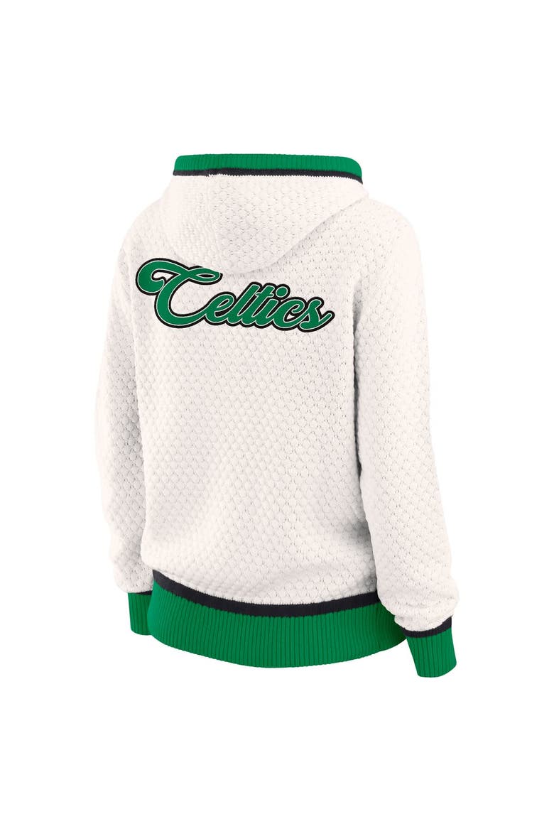 Women's WEAR by Erin Andrews Cream Boston Celtics Plus Size Hoodie Sweater, Alternate, color, Cream