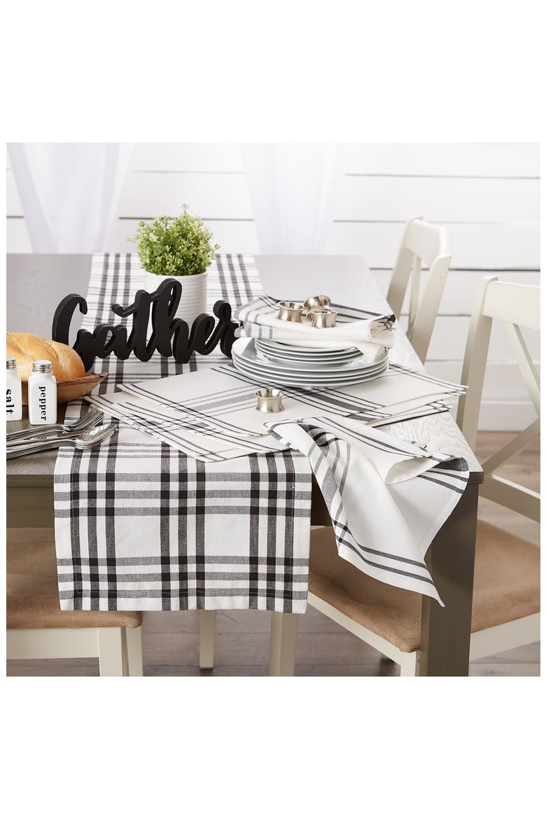 Home Sweet Farmhouse Plaid Set of 4 Placemats, Alternate, color, BLACK