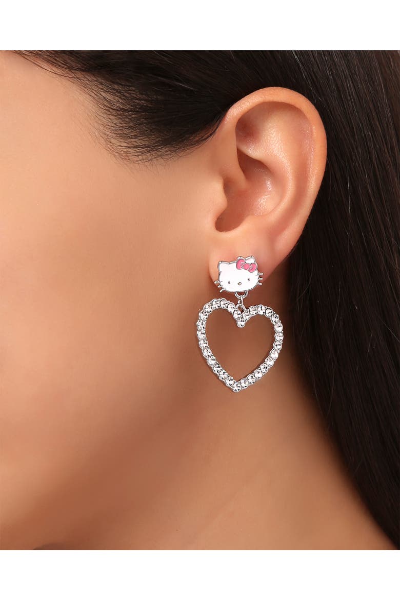Heart Dangle Drop Earrings, Alternate, color, Silver