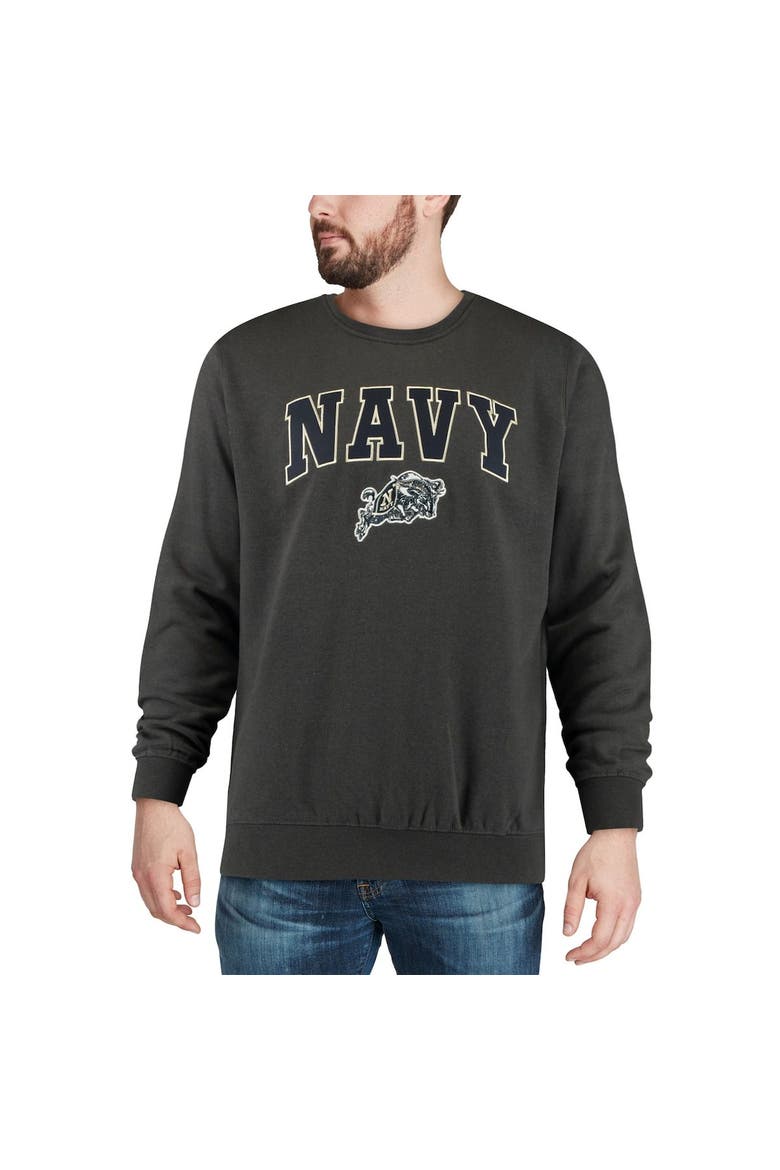 Men's Colosseum Charcoal Navy Midshipmen Arch & Logo Crew Neck Sweatshirt, Alternate, color, Charcoal