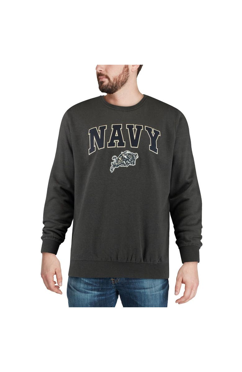 COLOSSEUM Men's Colosseum Charcoal Navy Midshipmen Arch & Logo Crew Neck Sweatshirt, Alternate, color, Charcoal