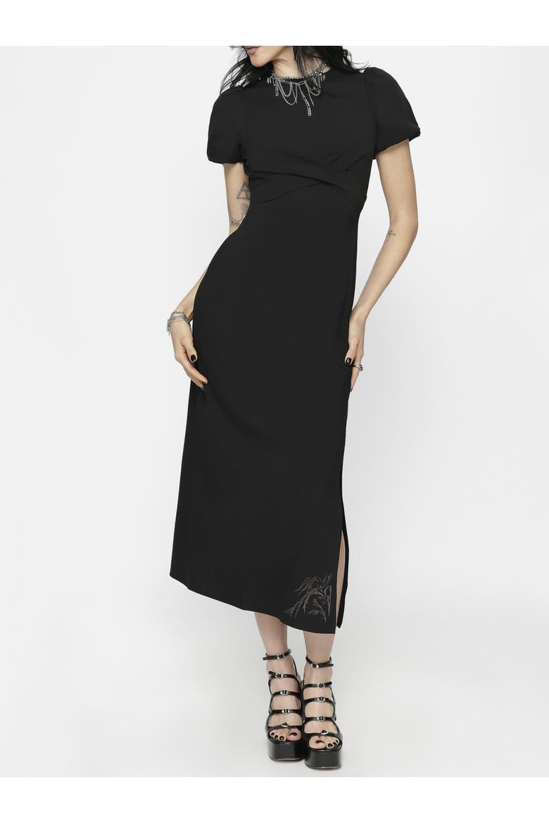 Aubrey Embroidered Midi Dress, Main, color, Black