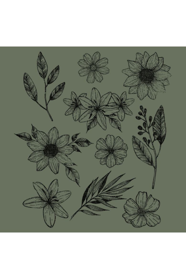 Women's Lost Gods Flower and Plants Grid  Graphic T-Shirt, Alternate, color, Sage Green
