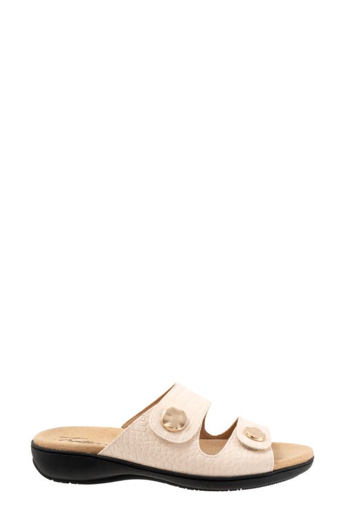 Trotters Ruthie Croc Embossed Slide Sandal In Ivory
