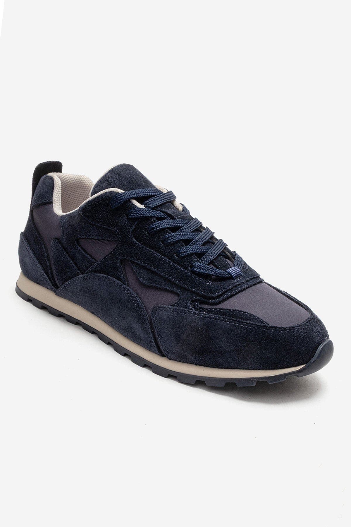 Sahra Leather Sneaker, Alternate, color, Navy Suede
