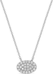 Bony Levy Mika 18K White Gold Pavé Diamond Oval Pendant Necklace