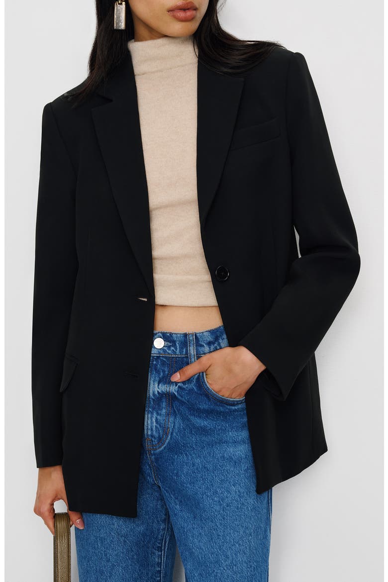 James Relaxed One-Button Crepe Blazer, Main, color, BLACK
