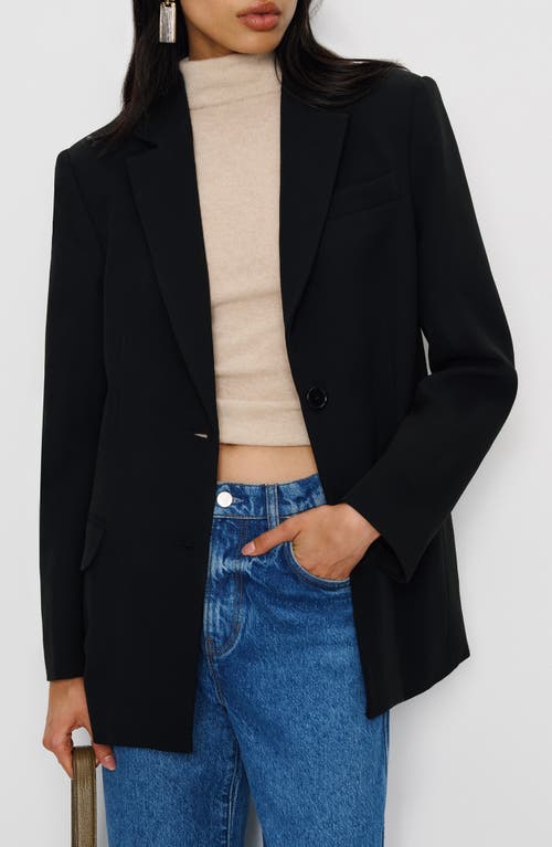 Reformation James Relaxed One-button Crepe Blazer In Black