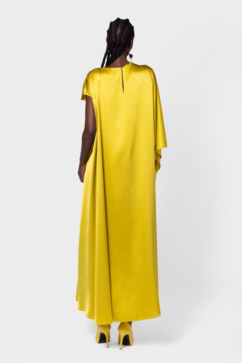 Hiba Draped Silk Dress, Alternate, color, Zinnia