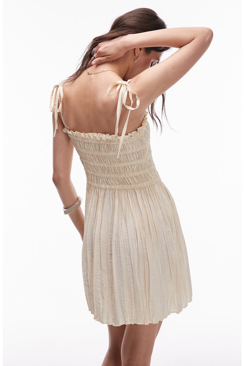 Shirred Bodice Minidress, Alternate, color, BEIGE