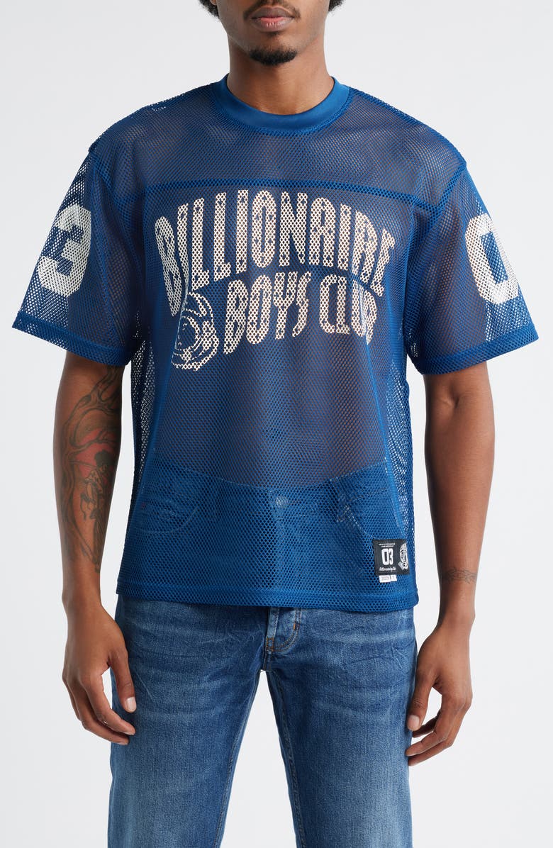 Billionaire Boys Club Varsity Mesh Graphic Jersey, Main, color, Navy Peony