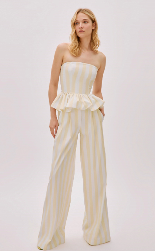 Labeca London Eclipse Cotton Striped Pants In Yellow