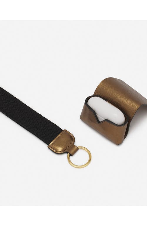 Lanvin Signature Case For Airpods Pro In Metallic Grained Leather In Bronze