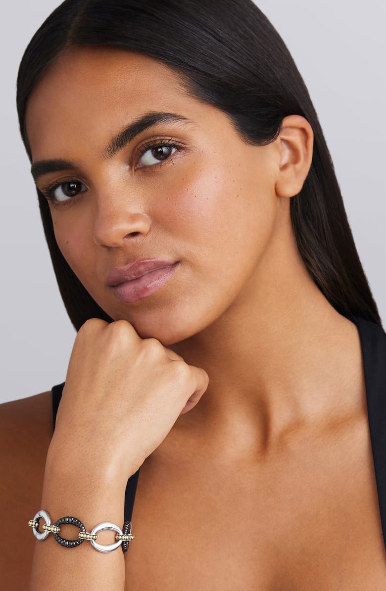 LAGOS Two-Tone Black Ceramic Link Bracelet, Alternate, color, Two Tone