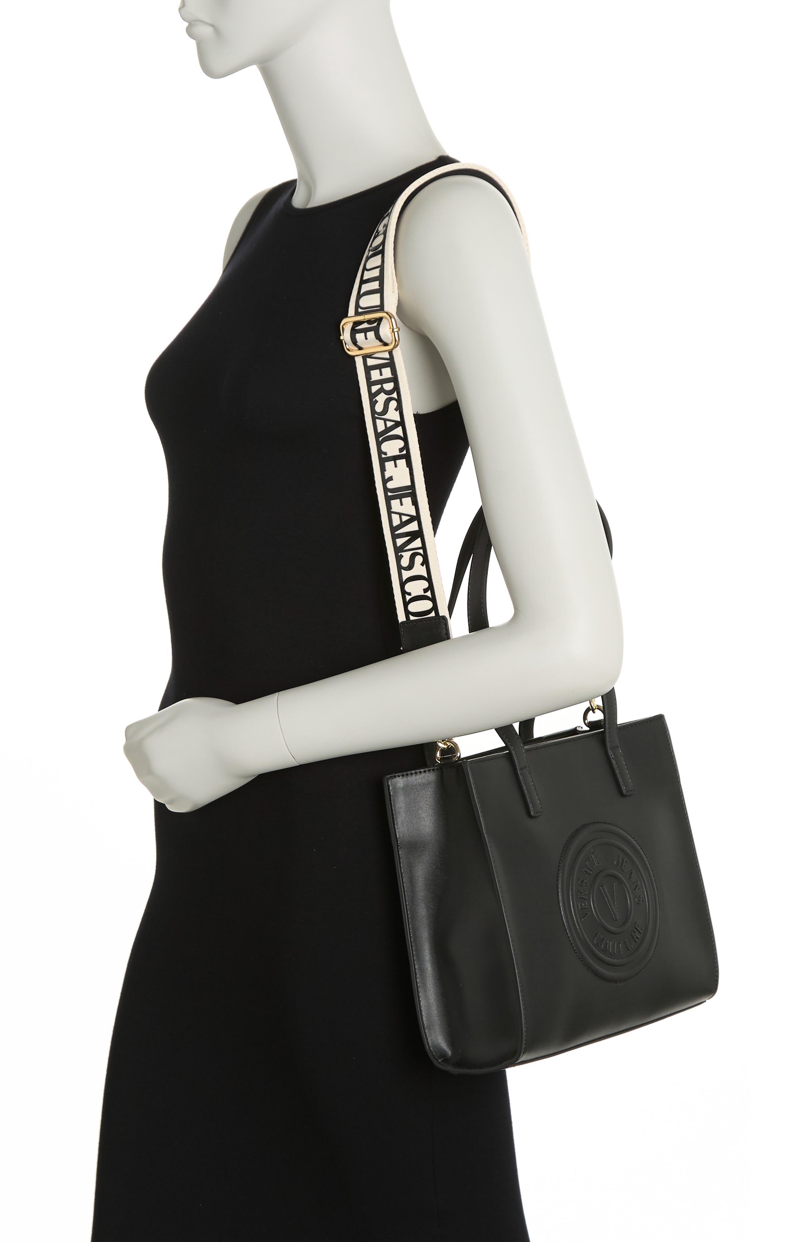 Versace Jeans Leather Logo Tote Bag, Alternate, color, 