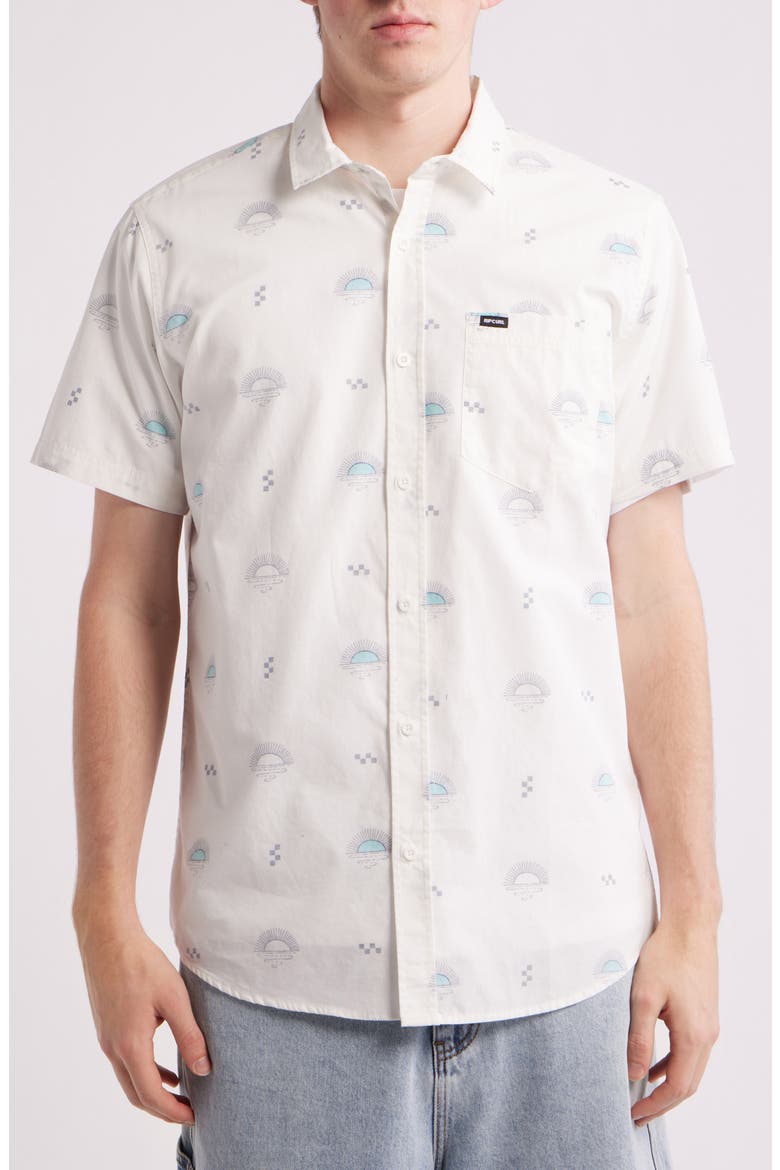 Hypno Micro Short Sleeve Button-Up Shirt, Alternate, color, BONE