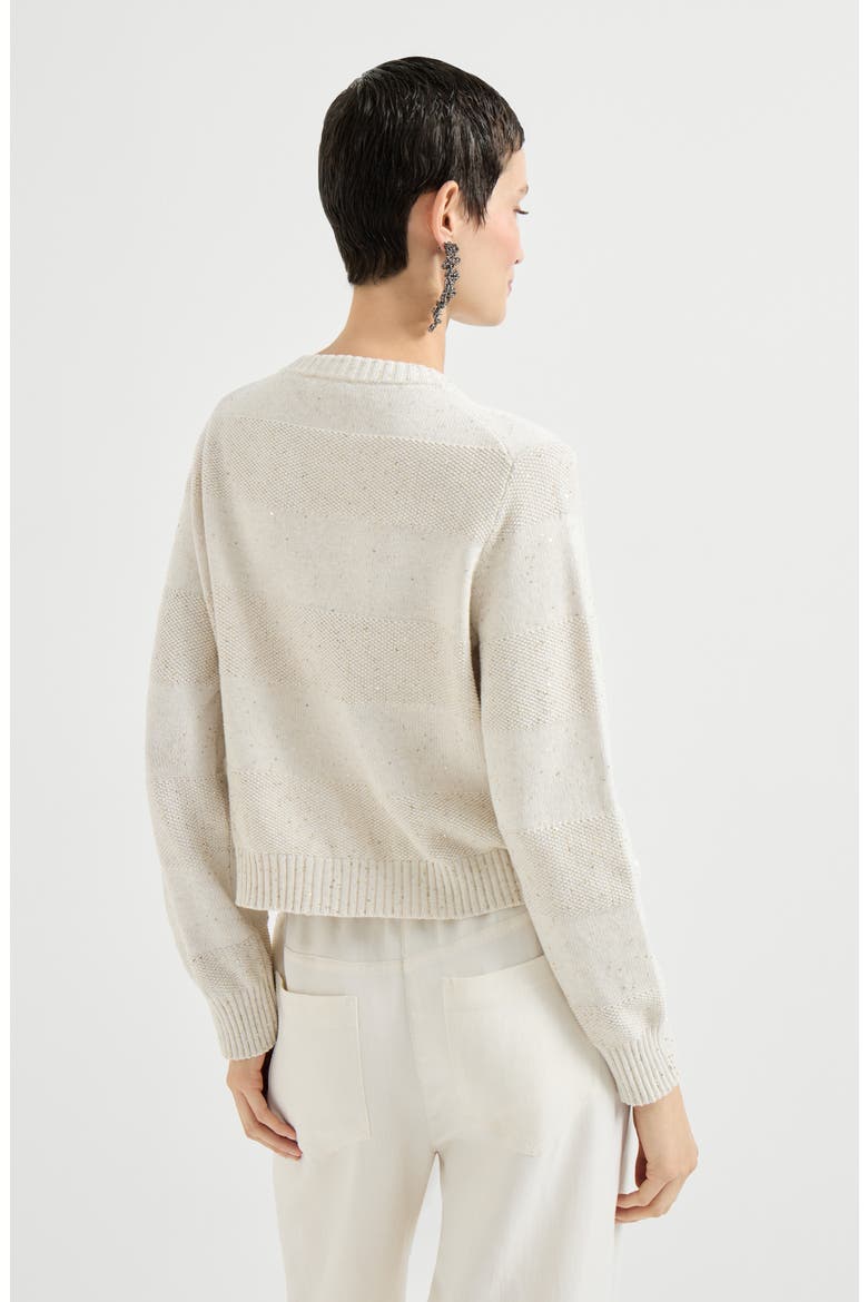 Cardigan with dazzling stripes, Alternate, color, Oat