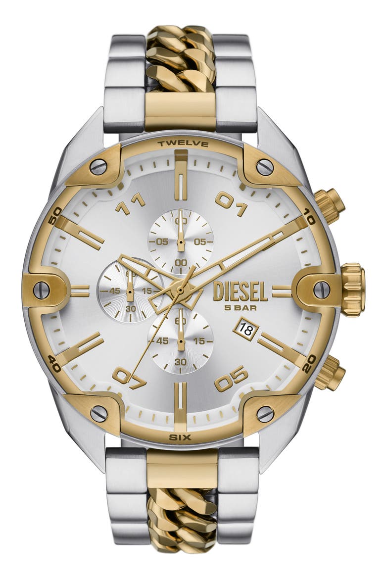 Spiked Chronograph Two-Tone Bracelet Watch, 49mm, Main, color, TWO TONE