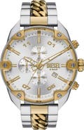 DIESEL® Spiked Chronograph Two-Tone Bracelet Watch, 49mm