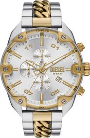 DIESEL® Spiked Chronograph Two-Tone Bracelet Watch, 49mm