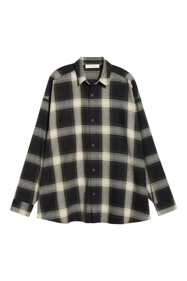 Cotton Flannel Button-Up Shirt, Main, color, IRON GREY PLAID