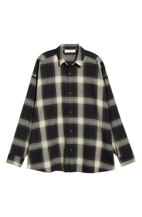 Cotton Flannel Button-Up Shirt