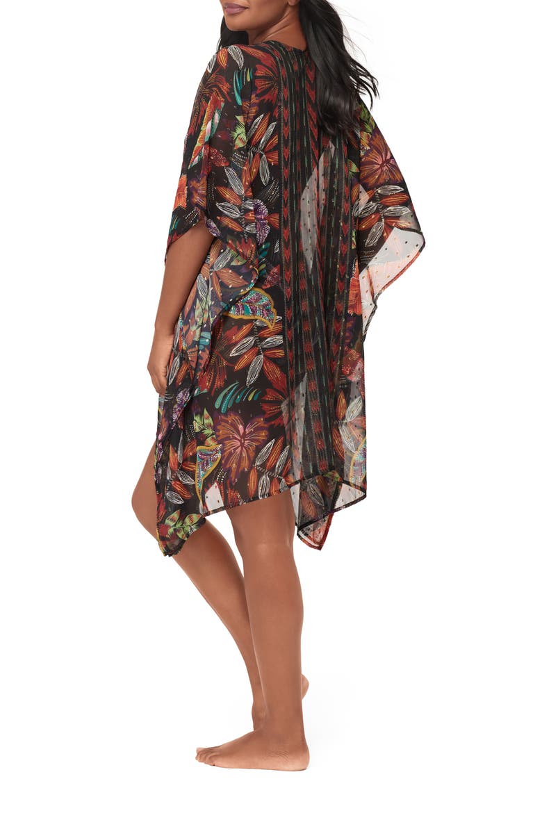 Pluma Orla Metallic Caftan, Alternate, color, BLACK/ MULTI