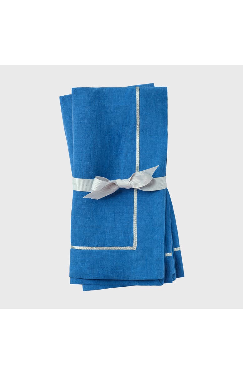 Joanna Buchanan Silver trim dinner napkins, set of two, Main, color, Blue
