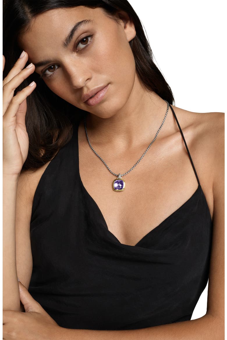 Albion® Pendant in Sterling Silver with 18K Yellow Gold & Amethyst, 15mm, Alternate, color, AMETHYST