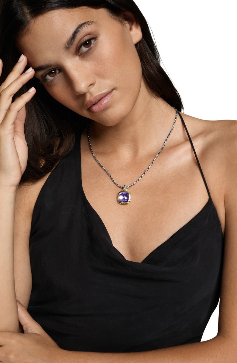 David Yurman Albion<sup>®</sup> Pendant in Sterling Silver with 18K Yellow Gold & Amethyst, 15mm, Alternate, color, Amethyst