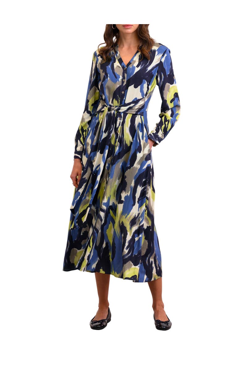 Celtic & Co. Tie Front Midi Dress, Alternate, color, Abstract Brushstroke