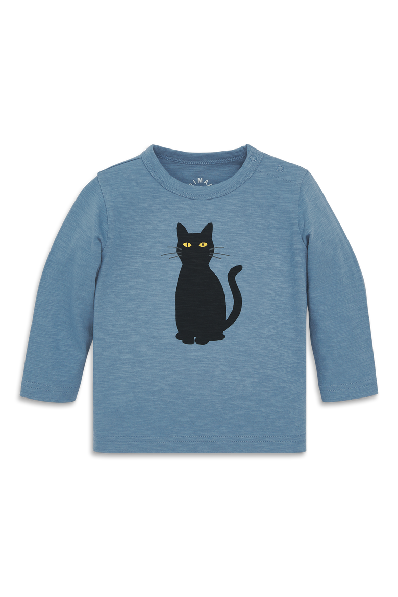 Baby Long Sleeve Black Cat Tee, Main, color, Moonlight Black Cat
