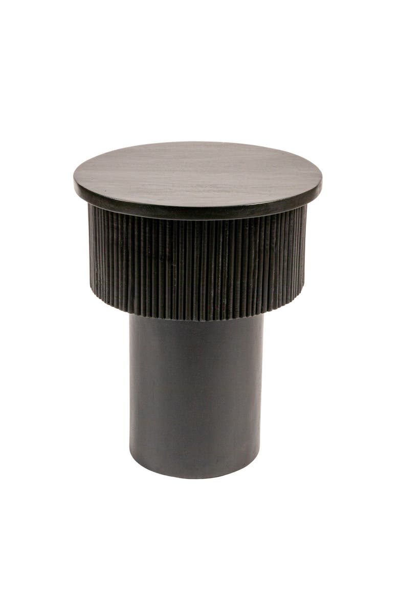 Olive Grove Round Tiered Pedestal Side Table with Ribbed Details, Main, color, Black