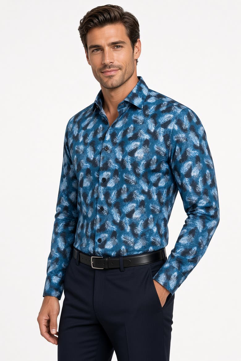 Speaks Print Button-Up Long Sleeve Shirt, Alternate, color, Multicolor