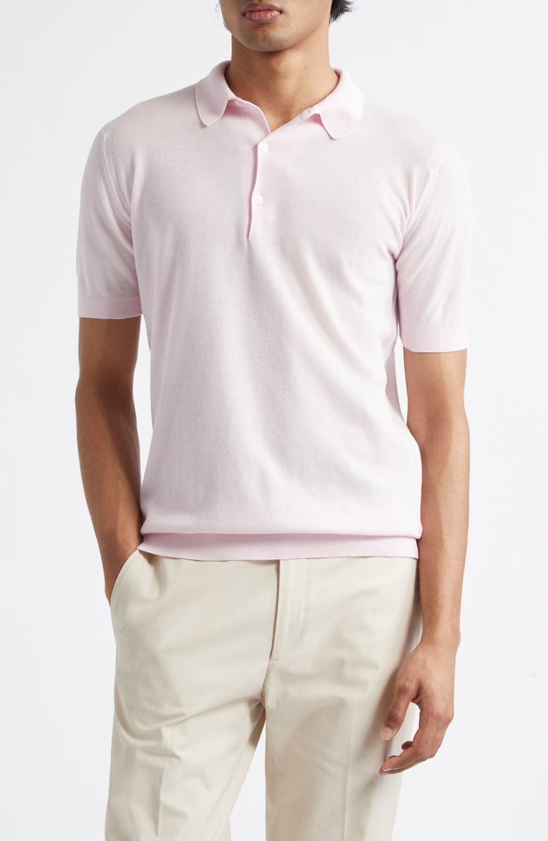 John Smedley Roth Solid Sweater Polo, Main, color, Soft Pink